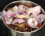 A picture of step 1 of Spicy Mutton Curry in the Traditional Goan 'Recheado Masala' Paste 😋.