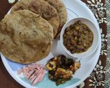 A picture of step 5 of Jackfruit flour alu kachori with chane and paneer capsicum.