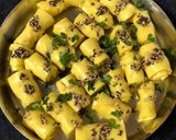 A picture of step 4 of Gujarati khandvi.