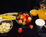 A picture of step 1 of Strawberry Orange smoothie.