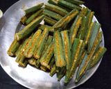 A picture of step 3 of Stuffed bhindi (okra) with peanuts & coconut Masala.
