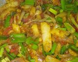 A picture of step 7 of Green Onions Potato Tomato Sabji.