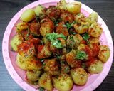 A picture of step 1 of Chaat - spiced fire potatoes with hot honey drizzle and breeze minty cool dip.