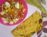A picture of step 7 of Paneer stuffed pancake 🌮with sprouts chaat.