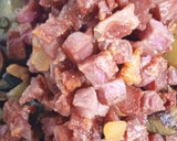 Foto del paso 3 de la receta: Arroz Frito en Aceite de Boletus  con Jamón al Wok con Calabacín y Berenjena a la Mantequilla