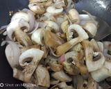 A picture of step 7 of Dawat basmati brown rice mushroom spinach veg biryani.