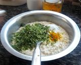 A picture of step 3 of Daal Bhajiya with Coconut Chutney.