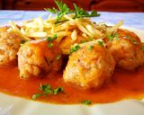 Foto del paso 8 de la receta: Mini pelotillas de carne de pollo en salsa de tomate 🍅🐔