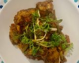 A picture of step 4 of Chicken masala with peas pulao rice.