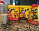 A picture of step 2 of Nesquik milkshake.