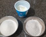 A picture of step 2 of Oats Semolina Uttapam with idli and Sambhar.