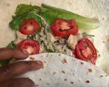 A picture of step 5 of Tortilla chicken wrap.