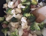 A picture of step 2 of Chicken with Bean Shoots and Vegetables.