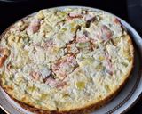 A picture of step 3 of Polenta Tart with Smoked Salmon and Leeks.