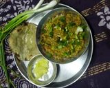 A picture of step 9 of Baingan bharta with spring onion.
