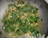 A picture of step 2 of Anda Bhurji with Fresh Drumstick Leaves.
