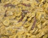 A picture of step 3 of Tortellini with Cream and Speck.