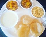 A picture of step 4 of Milk custard and potato sabji and namkin.