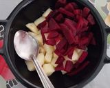A picture of step 2 of Potato-Beet Salad in Cucumber-tofu dressing.