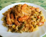 Mustáros - tejszínes - zöldséges ragu csirkecombbal recept fázis 6 fotója