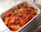 A picture of step 6 of Braised Pork belly and sweet potato with tomato.