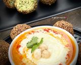 A picture of step 6 of Falafel and hummus.