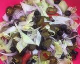 A picture of step 1 of Subway style salad.