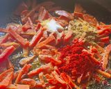 A picture of step 3 of Carrots and flat beens(valor) sabji.