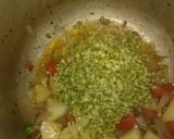 A picture of step 3 of Daliya khichdi with curd,papad and chutney.