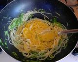 A picture of step 5 of Spaghetti with Zucchini and Turmeric Gorgonzola Sauce.