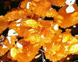A picture of step 4 of Almond Chikki.