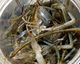 Hình bước làm 1 của món Canh rau mồng tơi nấu đầu tôm