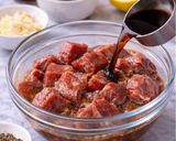 A picture of step 1 of Instant Pot Beef Mechado.