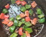 A picture of step 2 of Achari paneer.