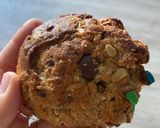 A picture of step 7 of M&Ms chocolate cookies.