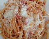 A picture of step 3 of Spaghetti amatriciana.