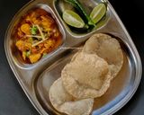 A picture of step 9 of Sama ki Poori with Tari wale Aloo.