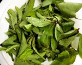 A picture of step 1 of Gongura Rice / Pulihora (Gongura / Red Sorrel Leaves Rice - Andhra / Telangana style).