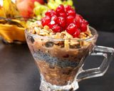 A picture of step 2 of Overnight Oats with Chocolate Nuts and Pomegranate.