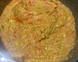 A picture of step 5 of Gujrati Baigan Bharta / Oro / curried Aurbergine.