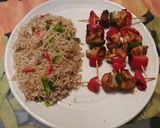 A picture of step 3 of Shaslik stick with fried rice.