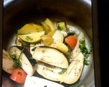 A picture of step 2 of Brinjal potatoes sabzi (eggplant).