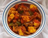 A picture of step 7 of Paneer, Onion and Capsicum sabzi.