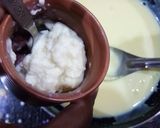 A picture of step 3 of Vanilla ice cream with chocolates sauce.