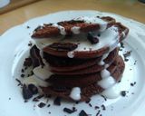 A picture of step 3 of Keto chocolate pancakes with mascarpone (no flour, no sugar).