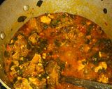 A picture of step 5 of Moringa and egusi soup.