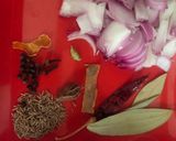 A picture of step 1 of Onion pulaw.