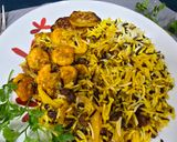A picture of step 9 of Wild Rice and Prawns.