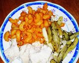 Foto del paso 3 de la receta: Papas al horno con pechuga de pollo cocido y fideos