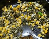 A picture of step 2 of Spinach corn sandwich.